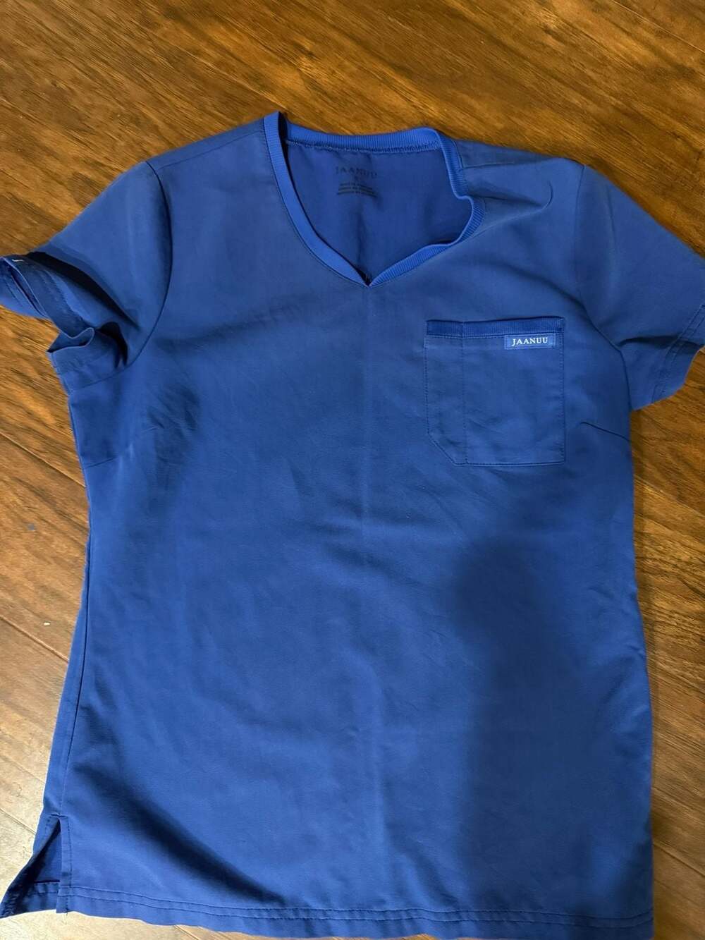 Jaanuu V-Neck Scrub Top Size S Blue Pocket Medical